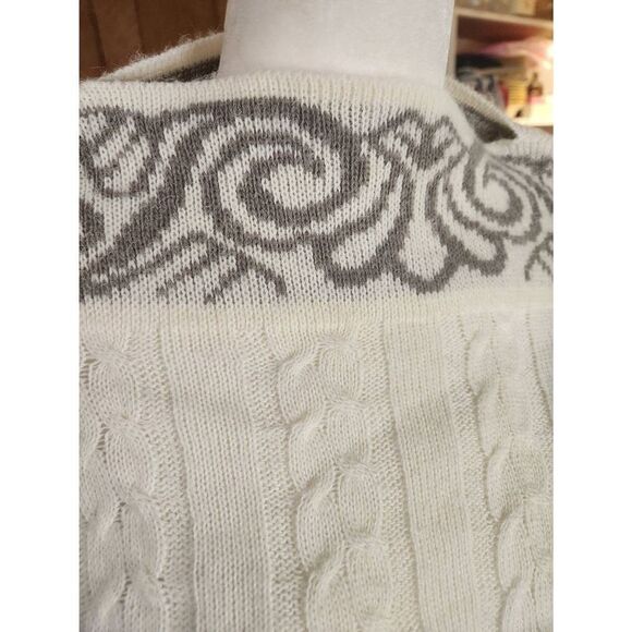 Angora Sweater 70s Braided Soft Cream Slit Neckline Drop Shoulder Romantic Minim - Picture 6 of 6